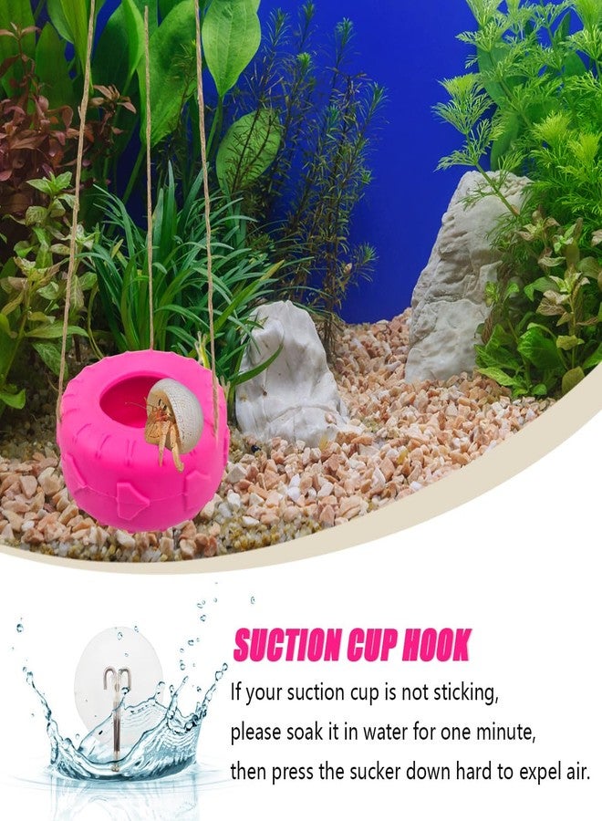 MAGNEECH Colours Hermit Crab Tire Swing,Suction Cup Hook Climbing Toy,Hermit Crab Terrarium Accessories - A Must-Have for Any Reptile Amphibian Small Aquatic Animals Lover（Pink） - Image 3